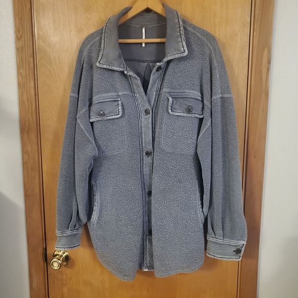 Free People Ruby Jacket Eucalyptus Oak Large Shacket EUC - Picture 2 of 5